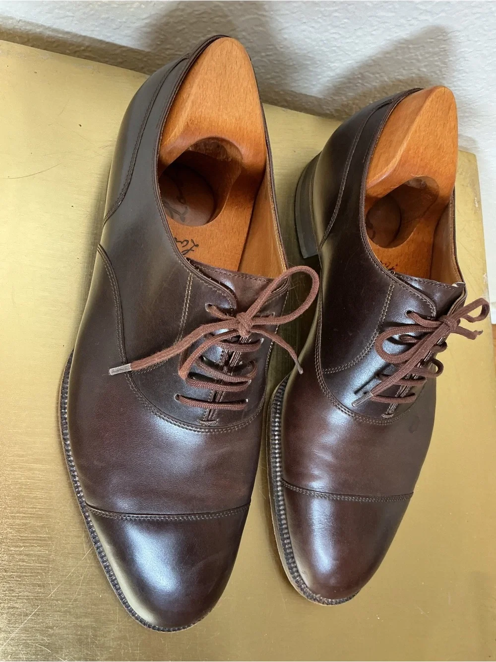 John Lobb- Men's Dark Brown Leather Derby Shoes - Classic Dress Style
